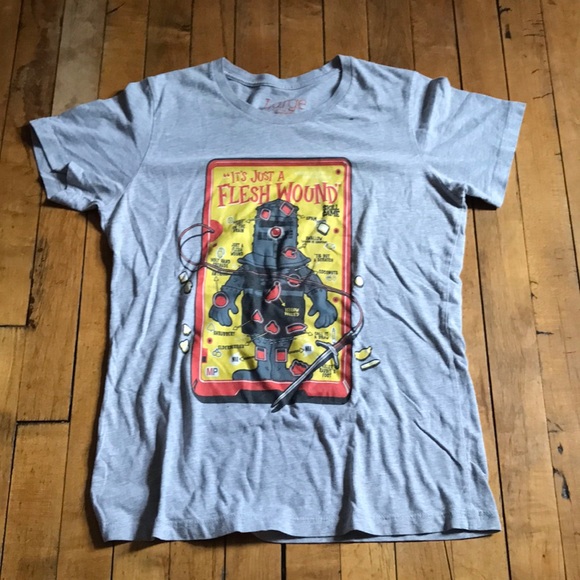 Gray Graphic T-Shirt with Robot Design - Picture 1 of 5